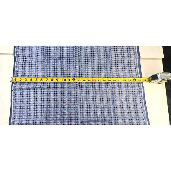 Vintage Glentex Scarf John Weitz Blue White Geometric Made In Japan 26" Poly - Picture 6 of 6
